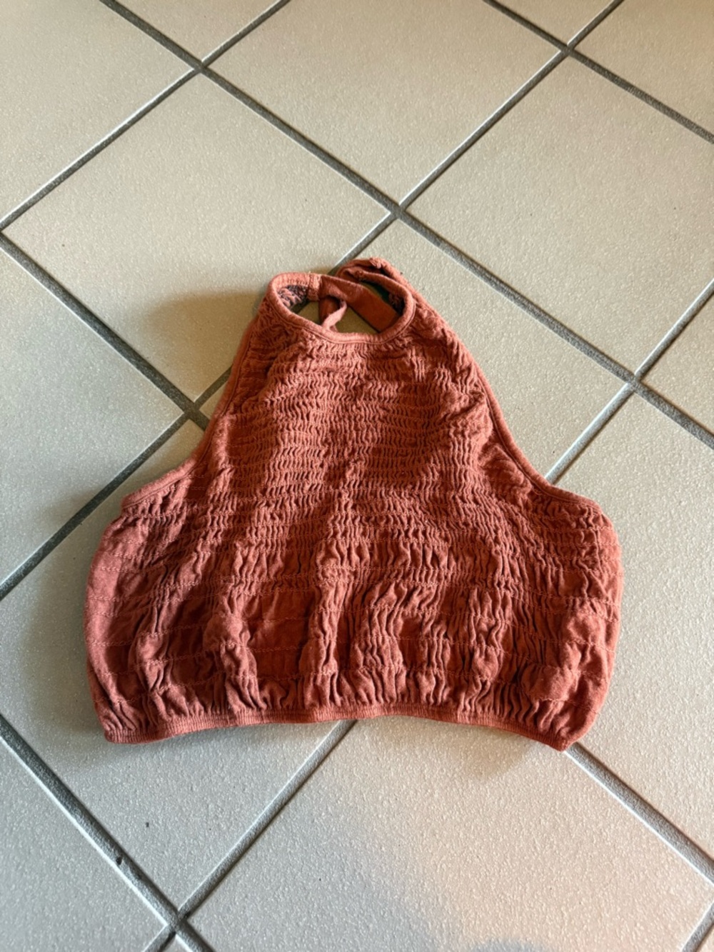 Urban Outfitters Rust Smocked Halter Crop Top